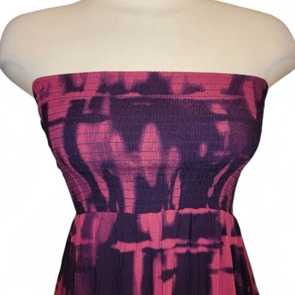 George | Strapless Purple and Pink Tie Dye Maxi Dress - Picture 3 of 9